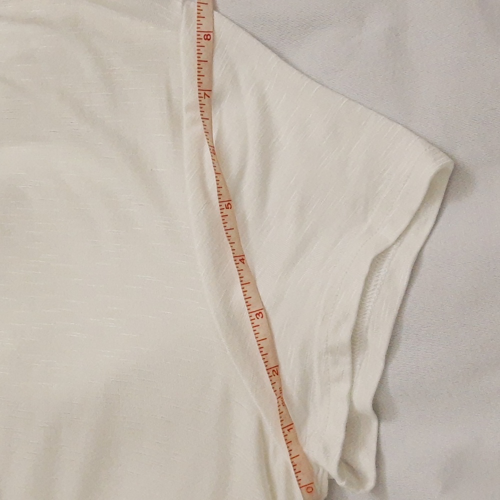 Skinnygirl Carrie Twist-Front Peplum Top Slub Knit Coastal Flowy, Ivory, Size M - Picture 12 of 16